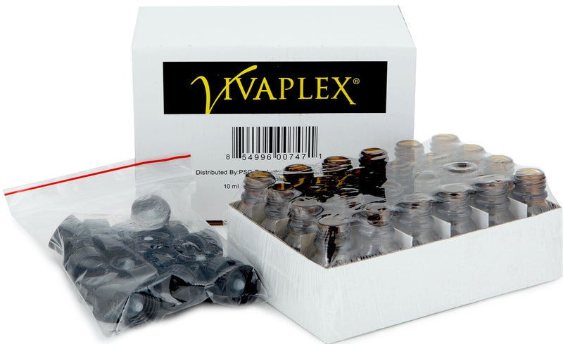 Vivaplex, 24, Amber, 10 ml (1/3 oz) Glass Bottles, with Lids - Image 3